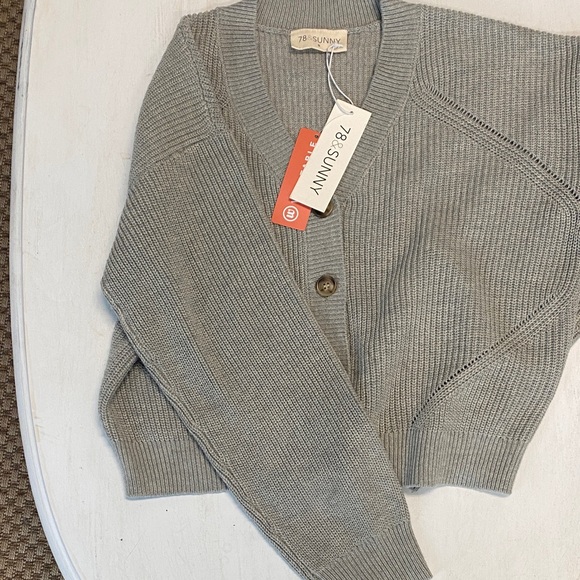 78 and Sunny Women's Gray Cardigan Sweater - Picture 4 of 7